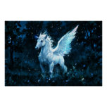 Noble Pegasus in a Midnight Glade Poster
