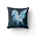 Noble Pegasus in a Midnight Glade Throw Pillow