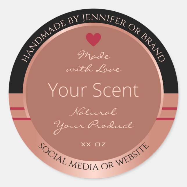 Noble Product Packaging Labels Brown and Rose Gold (Front)