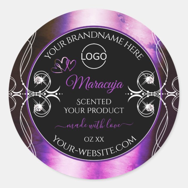 Noble Purple Black Product Label Diamonds Add Logo (Front)
