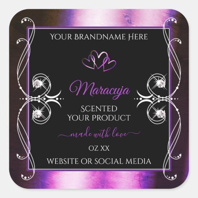 Noble Purple Black Product Labels Sparkle Diamonds (Front)