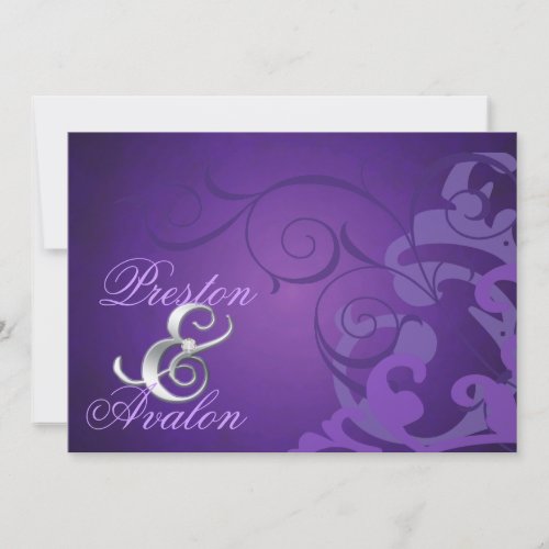 Noble Purple Scroll Purple Swirl Invitation