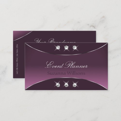 Noble Purple Silver Decor with Sparkle Diamonds Business Card