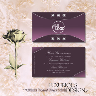 Noble Purple with Silver Decor Diamonds and Logo Business Card