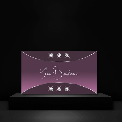 Noble Purple with Silver Decor Sparkling Diamonds Business Card