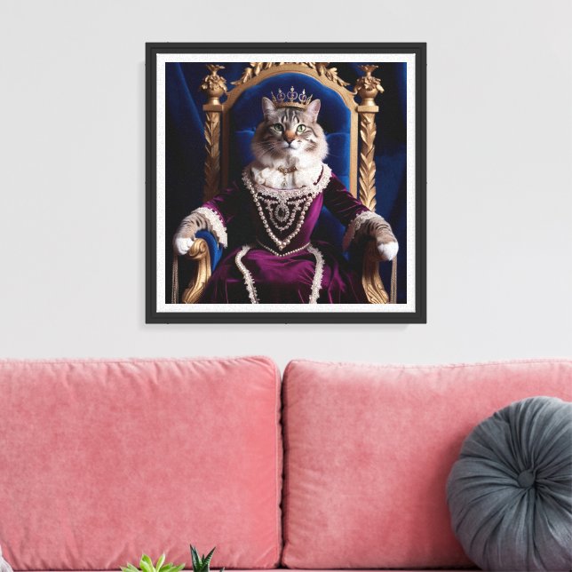 Noble Queen Pet Portrait - Royal Digital Art Canvas Print (Insitu(LivingRoom))
