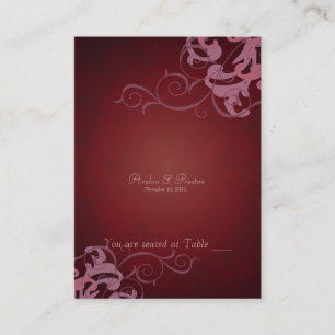 Noble Red & Pink Scroll Table Placecard