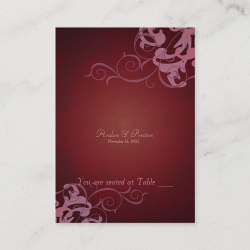 Noble Red &amp; Pink Scroll Table Placecard Business Card