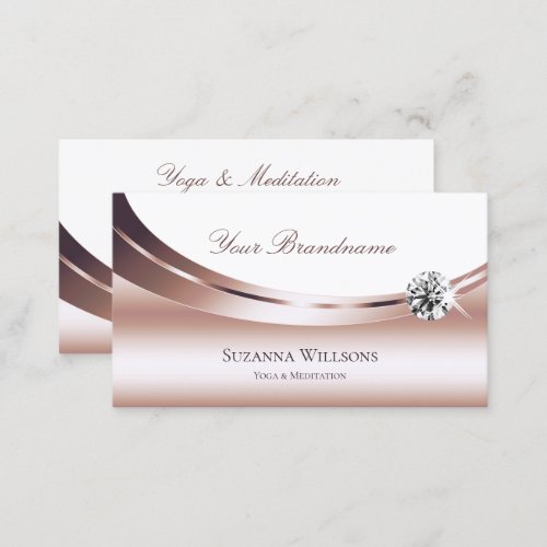 Noble Rose Gold and White with Sparkle Diamond Business Card