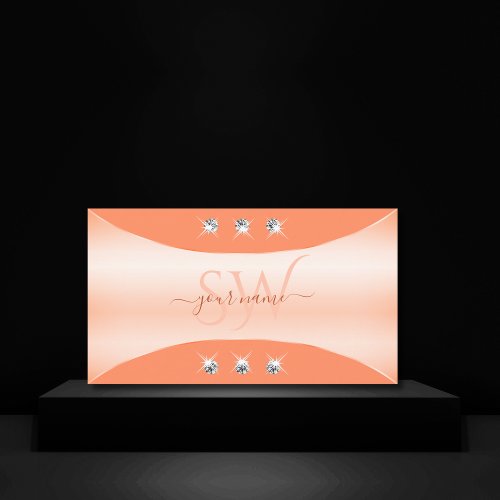Noble Salmon with Sparkling Diamonds and Monogram Business Card