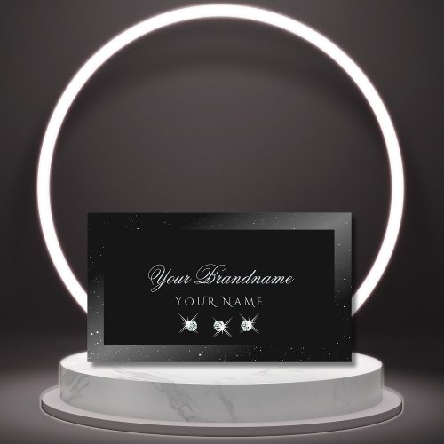Noble Shimmery Black Sparkling Diamonds Elegant Business Card