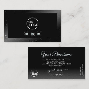 Noble Shimmery Black Sparkling Diamonds with Logo Business Card