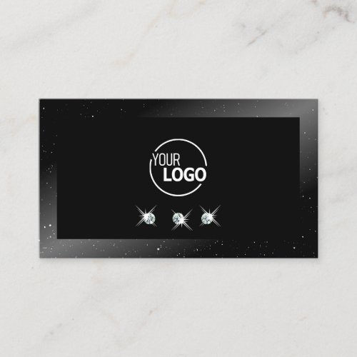 Noble Shimmery Black Sparkling Diamonds with Logo Business Card