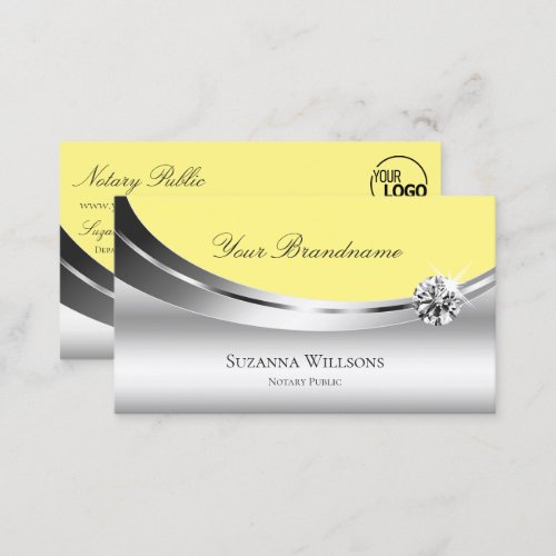 Noble Silver Decor Yellow with Logo and Diamond Business Card