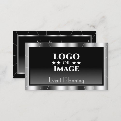 Noble Silver Frame Black Gradient with Logo Luxe Business Card