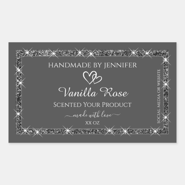 Noble Silver Glitter Gray Product Packaging Labels (Front)