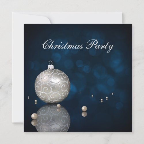 Noble Silver Glitter Ornament Christmas Invitation