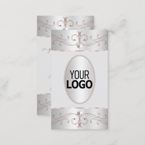 Noble Silver Rose Gold Ornate Ornaments with Logo Business Card