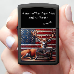 Noble Stag Behind a Mystical Typewriter Zippo Lighter