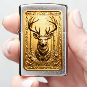 Noble Stag Symmetrical Golden Forest Zippo Lighter