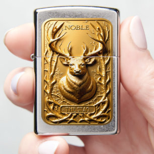 Noble Stag Trophied Golden Forest Zippo Lighter