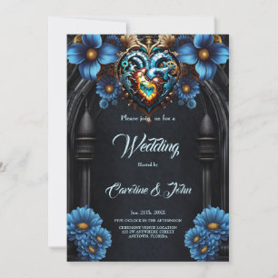 Noble steampunk heart invitation