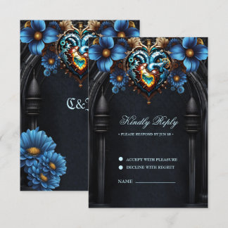 Noble steampunk heart RSVP card
