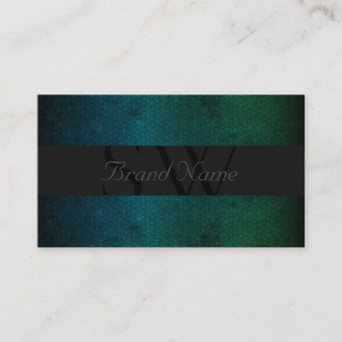 Noble Teal Green Gradient Pattern with Monogram Business Card