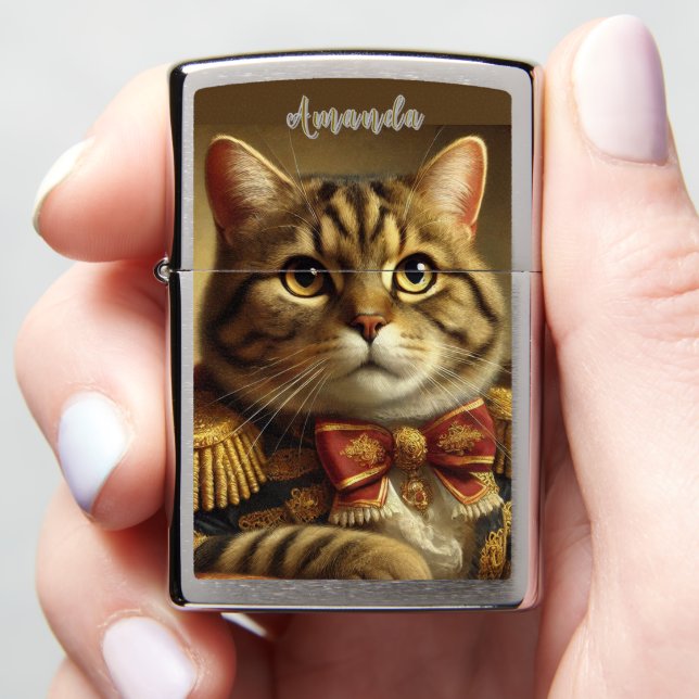 Noble Well Dressed Cat Zippo Lighter (In Hand)