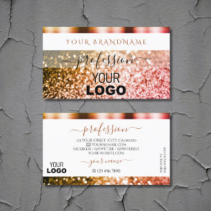 Noble White Orange Pink Sparkling Glitter Add Logo Business Card