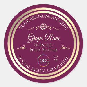 Noble Wine Red Product Label Gold Frame with Logo