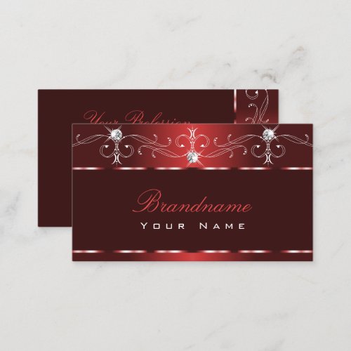 Noble Wine Red Squiggles Sparkle Diamonds Ornate Business Card