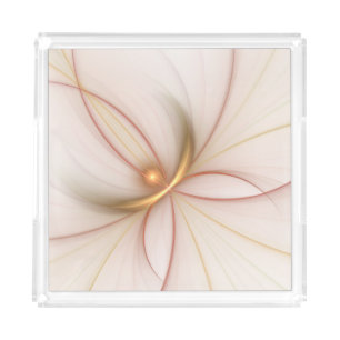 Nobly Copper And Gold Abstract Modern Fractal Art Acrylic Tray