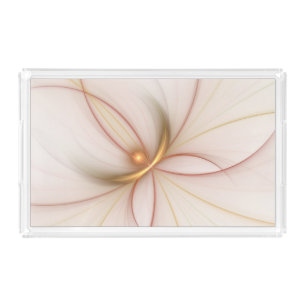 Nobly Copper And Gold Abstract Modern Fractal Art Acrylic Tray