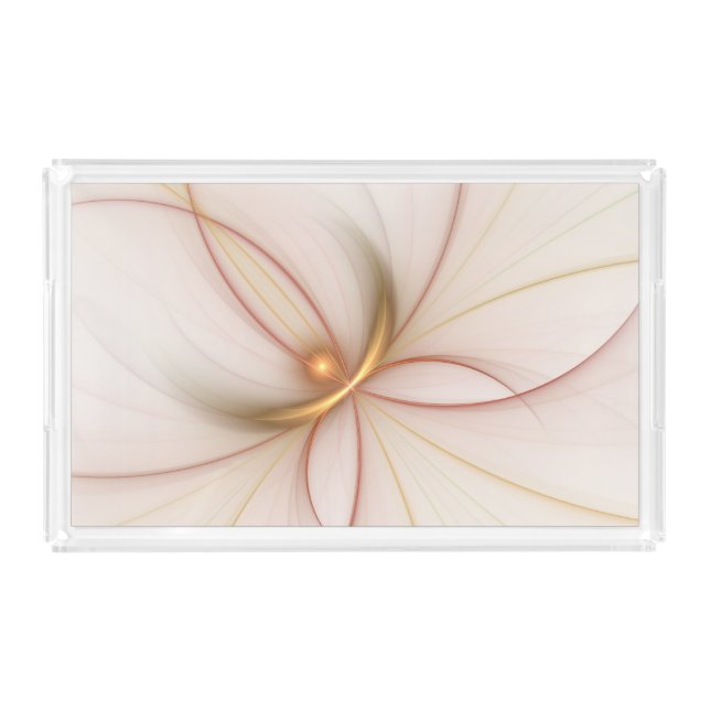 Nobly Copper And Gold Abstract Modern Fractal Art Acrylic Tray (Front)