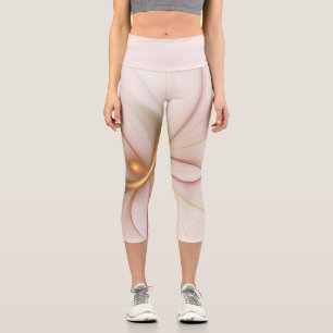 Nobly Copper And Gold Abstract Modern Fractal Art Capri Leggings