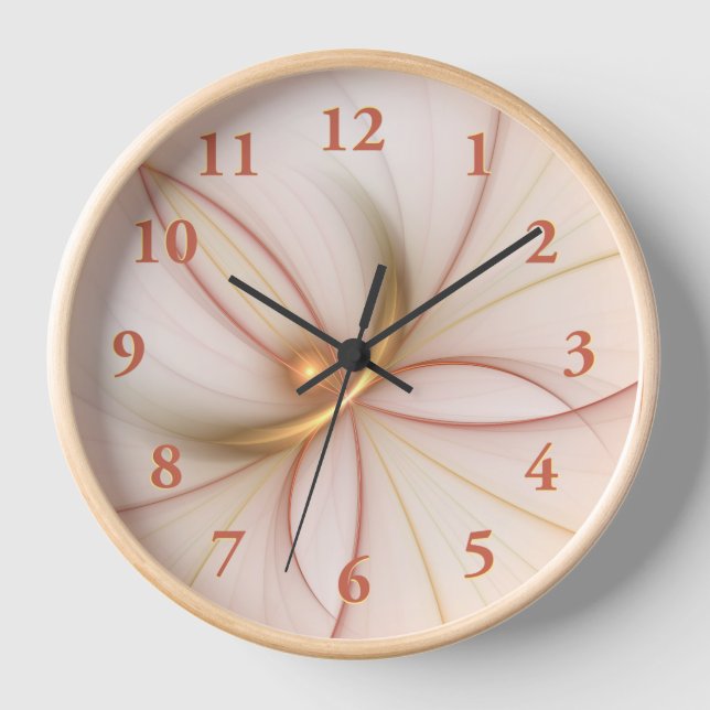Nobly Copper And Gold Abstract Modern Fractal Art Clock (Front)
