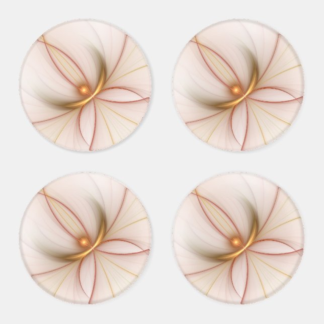 Nobly Copper And Gold Abstract Modern Fractal Art Coaster Set (Set)