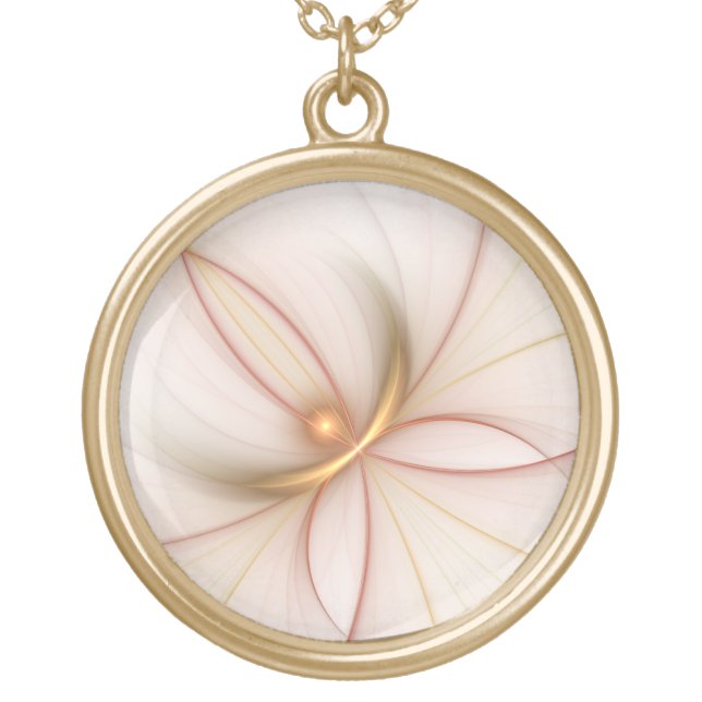 Nobly Copper And Gold Abstract Modern Fractal Art Gold Plated Necklace (Front)