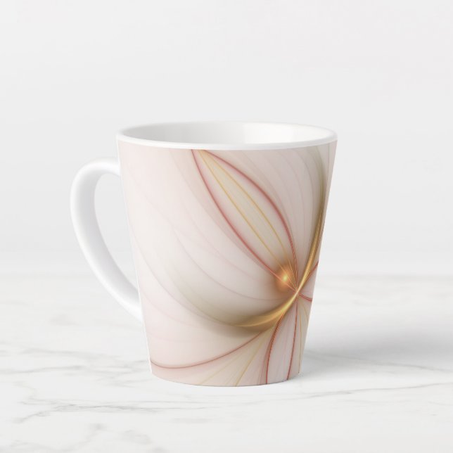 Nobly Copper And Gold Abstract Modern Fractal Art Latte Mug (Left Angle)