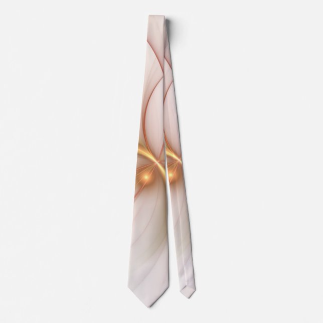 Nobly Copper And Gold Abstract Modern Fractal Art Neck Tie (Front)