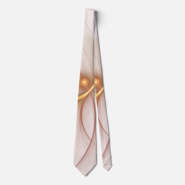 Nobly Copper And Gold Abstract Modern Fractal Art Neck Tie (Front)