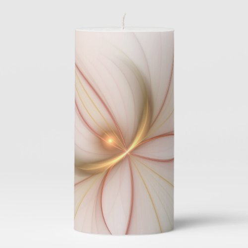 Nobly Copper And Gold Abstract Modern Fractal Art Pillar Candle