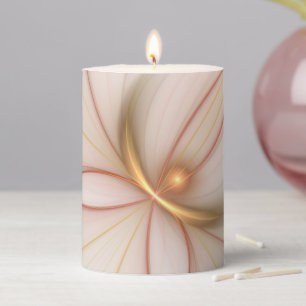 Nobly Copper And Gold Abstract Modern Fractal Art Pillar Candle