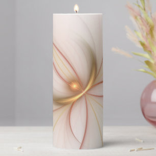 Nobly Copper And Gold Abstract Modern Fractal Art Pillar Candle