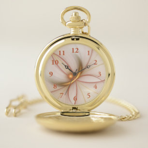 Nobly Copper And Gold Abstract Modern Fractal Art Pocket Watch