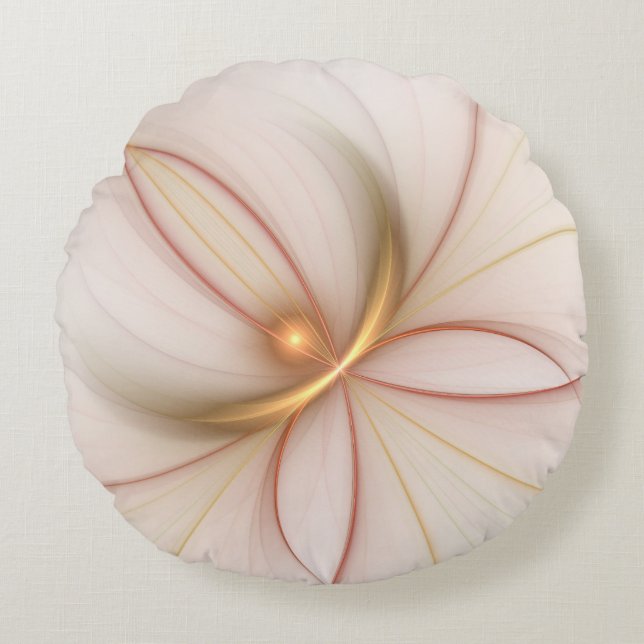 Nobly Copper And Gold Abstract Modern Fractal Art Round Pillow (Front)