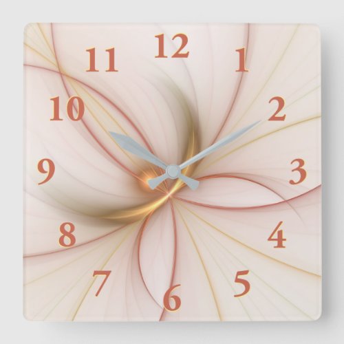 Nobly Copper And Gold Abstract Modern Fractal Art Square Wall Clock