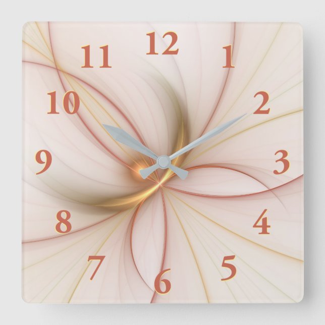 Nobly Copper And Gold Abstract Modern Fractal Art Square Wall Clock (Front)