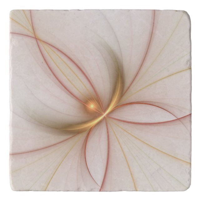 Nobly Copper And Gold Abstract Modern Fractal Art Trivet (Front)